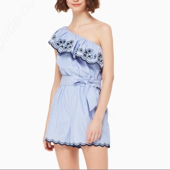 KATE SPADE Daisy Embroidered One Shoulder Romper - Picture 1 of 13